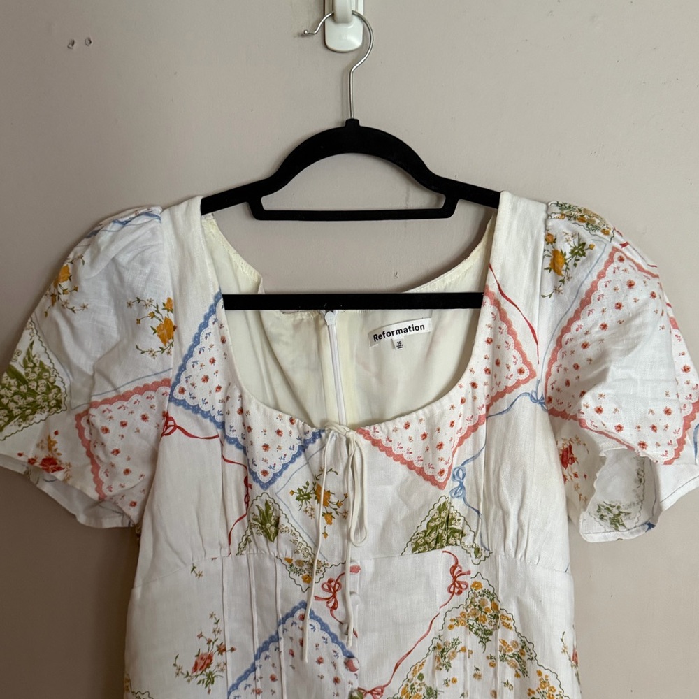 Reformation White Linen Midi Dress - Picture 4 of 5